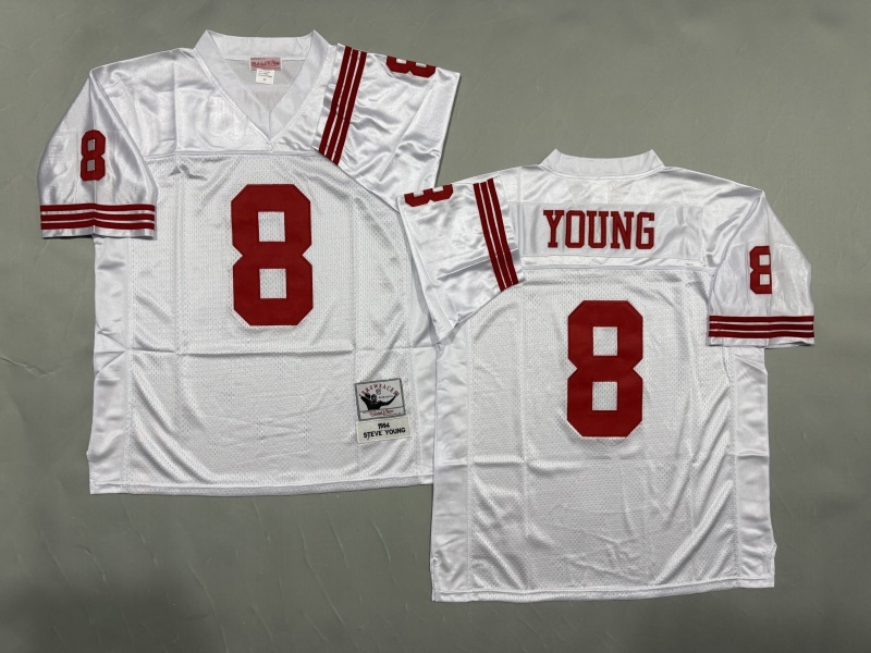 Men 2025 San Francisco 49ers #8 Young white Throwback Limited NFL Jersey style 001